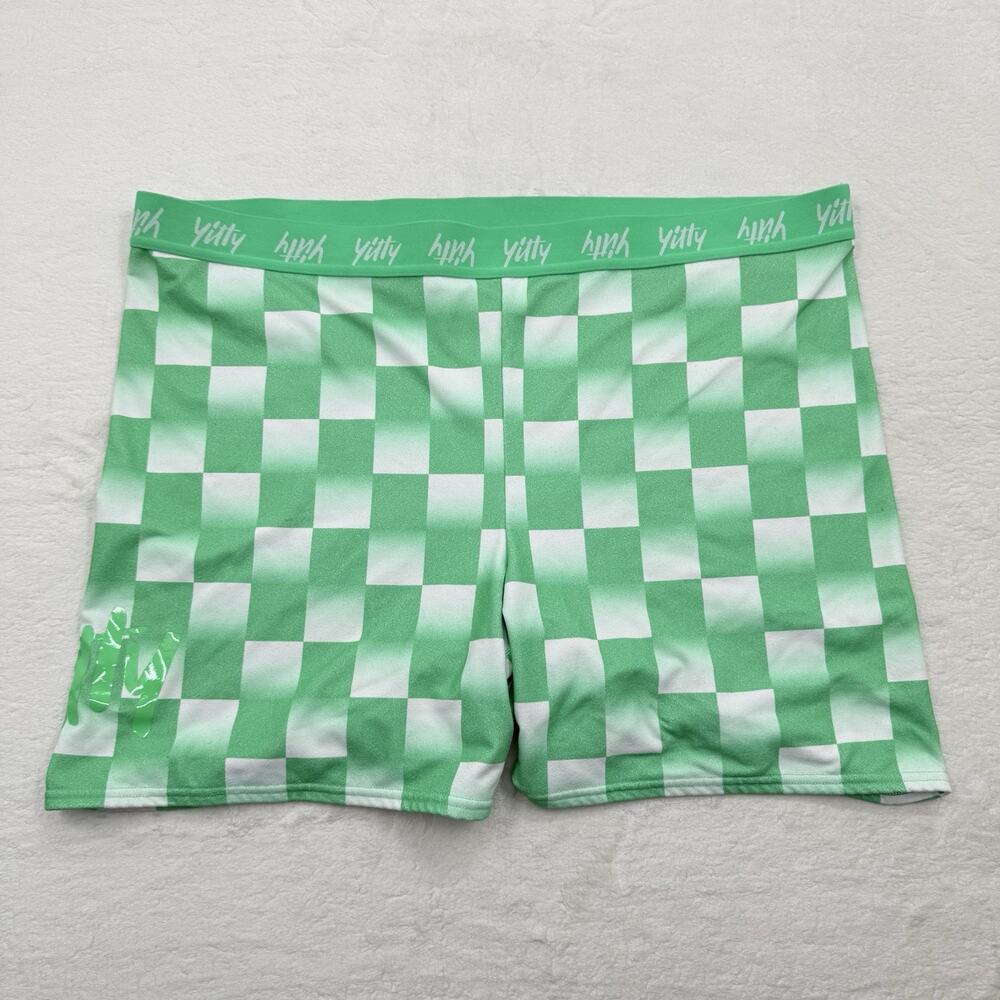 Yitty By Lizzo Womens Green & White Plaid Shapewear Shorts Plus Size 4XL
